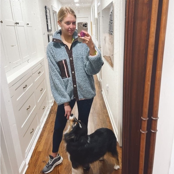 Sandy Liang Blue and Brown Teddy Jacket - Picture 9 of 9